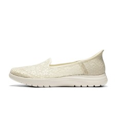 Skechers Lace Unlined Shoes Durable Breathable Low-Top Casual Shoes Women's Ivory Бежевый, 37
