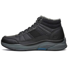 Skechers Benago Coverage Warm Anti-Slip And Wear-Resistant Mid-Top Skateboard Shoes Men's Black 41.5