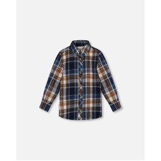 Toddler Boys Long Sleeve Button Down Shirt Plaid Blue And Hazel - Toddler|Child Plaid blue and hazel, 4T