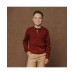 Boys Organic Long Sleeve Henley Pullover Sweater with Elbow Patches Красный, XSmall