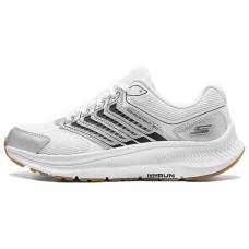 Skechers WOMEN'S GO Series Breathable Coverage Low-Top Casual Running Shoes Women's White Silver White Silver Black, 38.5