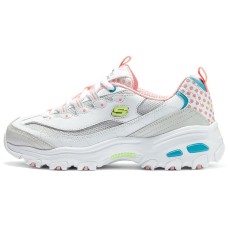 Skechers D'Lites 1.0 Casual Shoes Women's Low-Top White Gray Pink White Gray Pink, 36.5