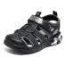 Skechers BOYS Anti Slip Wear Resistant Children's Sandals Black Gray Color Teenagers Black/charcoal gray, 32