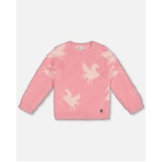 Toddler Girls Jacquard Unicorn Sweater Hairy Knit Pink - Toddler|Child Розовый, 2T