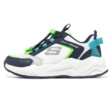 Skechers Slip Resistant Cushioning Abrasion Resistant Low Top Kids' Running Shoes White Blue Teenagers Белый, 28.5