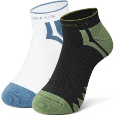 Skechers Mountain And Wild Outdoor Series Ankle Socks Unisex 2 Pack 2 Pack (White/Jinma Black), S