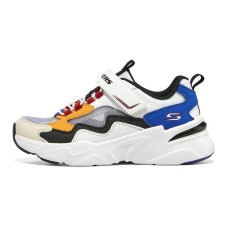Skechers Abrasion-Resistant Low-Top Kids Lifestyle Shoes White And Blue Multi-colored Kids' White and blue multi-colored, 33