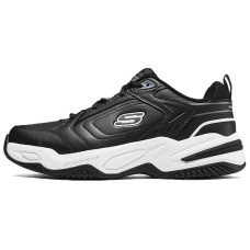 Skechers Sport Anti-Slip Wear-Resistant Low-Top Casual Shoes Men's Black White White/Charcoal Gray, 43