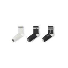 Skechers Colorful Mid-Calf Socks Unisex 3 Pack 3 Pack (Gray Black, S
