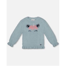 Toddler Girls Unicorn Sweater Hairy Knit Turquoise - Toddler|Child Голубой, 2T