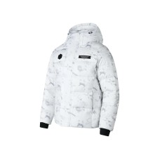 Skechers Down Jacket Men's White Gray All Over Print White and Grey All Over Print/037J, XL