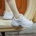 Skechers D'LITES 1.0 1 Cushioning Anti-Slip And Wear-Resistant Low-Top Chunky Sneakers Women's White 35