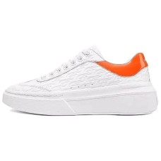 Skechers Court Classics Breathable Support Low Top Skateboard Shoes Women's White Orange Белый, 35