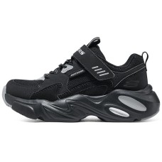 Skechers Boys Slip Resistant Anti Kick Low Top Kids Lifestyle Shoes Black Gray Teenagers Black Gray Color, 27.5