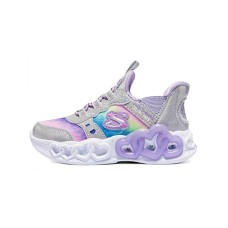 Skechers Hands Free Slip-Ins Cushioning Wear-Resistant Low-Top Toddler Shoes Silver Purple Infant And Toddler Silver/Multi-Colored, 23