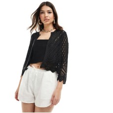 JDY knitted 3/4 length sleeve cardigan in black Черный, M - US 6
