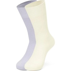 Skechers Yazhuan Series Mid Calf Socks Unisex 2 Pack Cannoli Cream/Orchid Purple 2-Pack (Canelle Cream/Violet), S