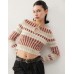 COLLUSION plated key hole striped knitted top in red Бордовый, L - US 10-12