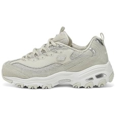 Skechers DLITES Anti-Slip Wear-Resistant Low-Top Chunky Sneakers Women's Gray Silver Серый, 36.5