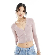 JDY long sleeve v-neck cardigan in neutral pink Розовый, XS - US 2