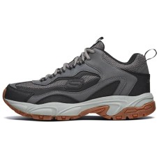 Skechers Stamina Cushioning Anti-Slip Wear-Resistant Breathability Low-Top Chunky Sneakers Men's Gray Black 41.5