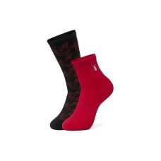 Skechers Unisex Knee-high Socks 1 Set 2 Pack (Dark Red+Black), M