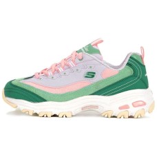 Skechers D'Lites 1.0 Chunky Shoes Green/Pink Women's 36