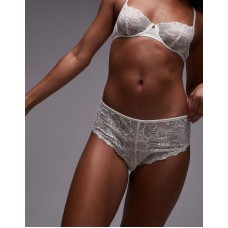 ARKET lace hipster brief with scalloped edge in white Белый, XS - US 2