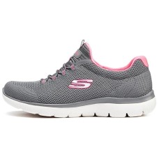 Skechers Cushioning Wear Resistant Low Top Running Shoes Women's Gray Pink Red Gray Pink Red, 38.5