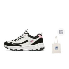 Skechers D'LITES 1.0 Anti Slip Wear Resistant Low Top Chunky Sneakers Women's Black White Pink черный/белый/розовый, 35