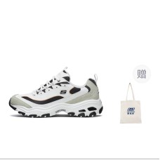 Skechers D'LITES 1.0 Non-slip Wear-resistant Shock Absorption Low-Top Chunky Sneakers Women's White Gray White gray, 35.5