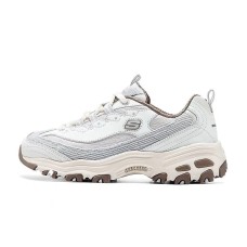 Skechers DLITES Anti-Slip Wear-Resistant Low-Top Chunky Sneakers Women's White Gray Mint White Chai, 37.5