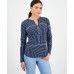Petite Geometric Button-Placket Top, Exclusively for Macy's Tyra Strip, P/M