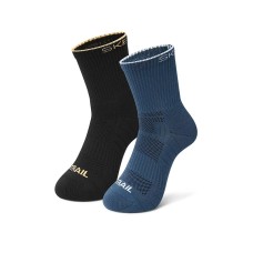 Skechers Mid Calf Socks Unisex 2 Pack Black/Dark Denim Blue 2 Pack (Black+Deep Denim Blue), M