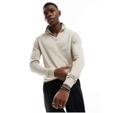 Jack & Jones knitted half zip in beige Oatmeal Detail:Melan, L - Chest 104cm