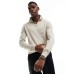 Jack & Jones knitted half zip in beige Oatmeal Detail:Melan, L - Chest 104cm