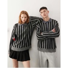 COLLUSION Unisex striped crew neck jumper in grey Серый, L
