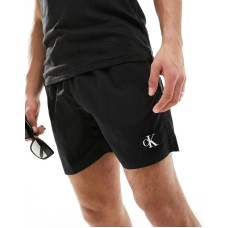 Calvin Klein monogram nylon medium drawstring swim short in black Черный, M - 38