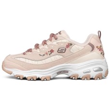 Skechers D'lites 1.0 Low Top Thick Bottom Running Shoes Pink/White Women's 36.5