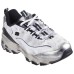 Skechers DLITES Cushioning Anti-Slip And Wear-Resistant Support Lightweight Low-Top Chunky Sneakers Women's White Black White Black Silver, 38