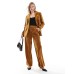 ASOS DESIGN tailored crinkle velvet trouser co-ord in gold Золотистый, US 14