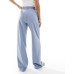 Pull&Bear Petite straight leg tailored trousers with front seam in blue Синий, US 10