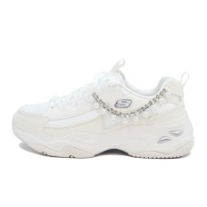 Skechers Height Increasing Low Top Chunky Sneakers Women's White Silver Белый, 38