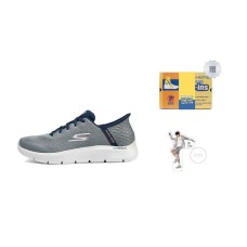 Skechers Slip Ins Durable Breathable Low Top Casual Running Shoes Men's Gray Blue Gray Blue, 42