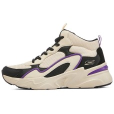 Skechers DLITES Cushioning Anti-Slip And Wear-Resistant High-Top Casual Shoes Women's Beige Black Purple 38