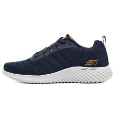 Skechers Bounder Cushioned Anti Slip Wear Resistant Breathable Lightweight Low Top Casual Shoes Men's Blue Orange 41