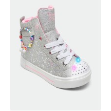 Little Girls Twinkle Toes: Twinkle Sparks - Charm Bestie High Top Light-Up Casual Sneakers from Finish Line Серебристый, 1