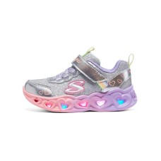 Skechers Heart Lights Cushioning Low-Top Toddler Shoes Silver Multicolor Infant And Toddler Silver Multicolor, 23