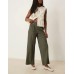 JDY high waisted crop wide fit trousers in dark green Kambaba, L L34