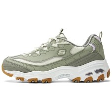 Skechers DLITES Anti-Slip And Wear-Resistant Breathable Low-Top Casual Running Shoes Women's Green White Charcoal gray/multicolor, 36